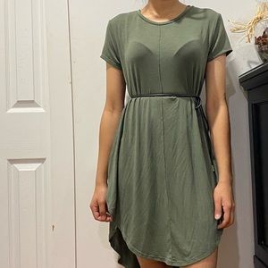a green dress